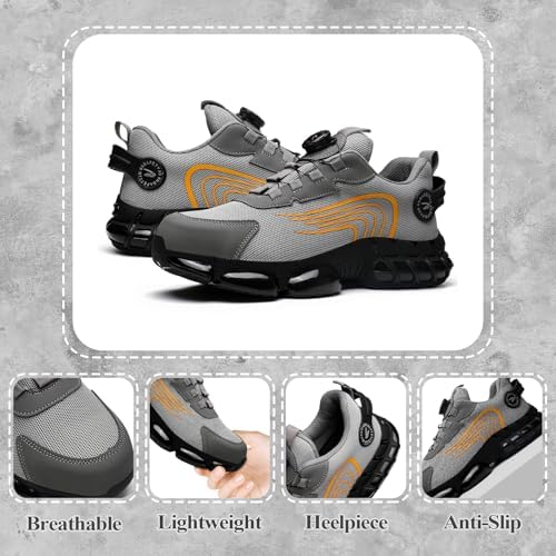 GemChve Steel Toe Safety Shoes with Quick-Dial Closure