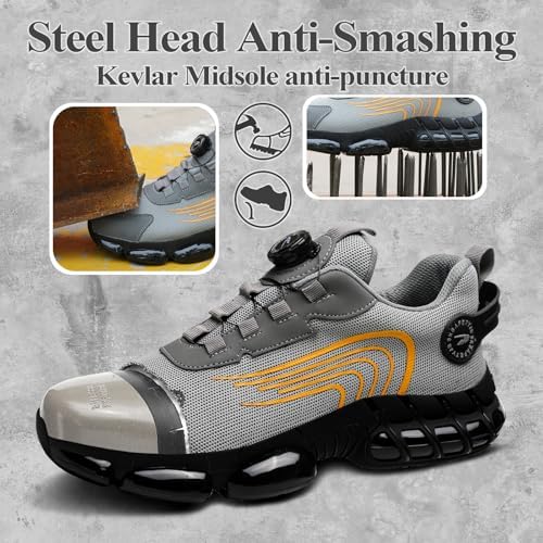 GemChve Steel Toe Safety Shoes with Quick-Dial Closure