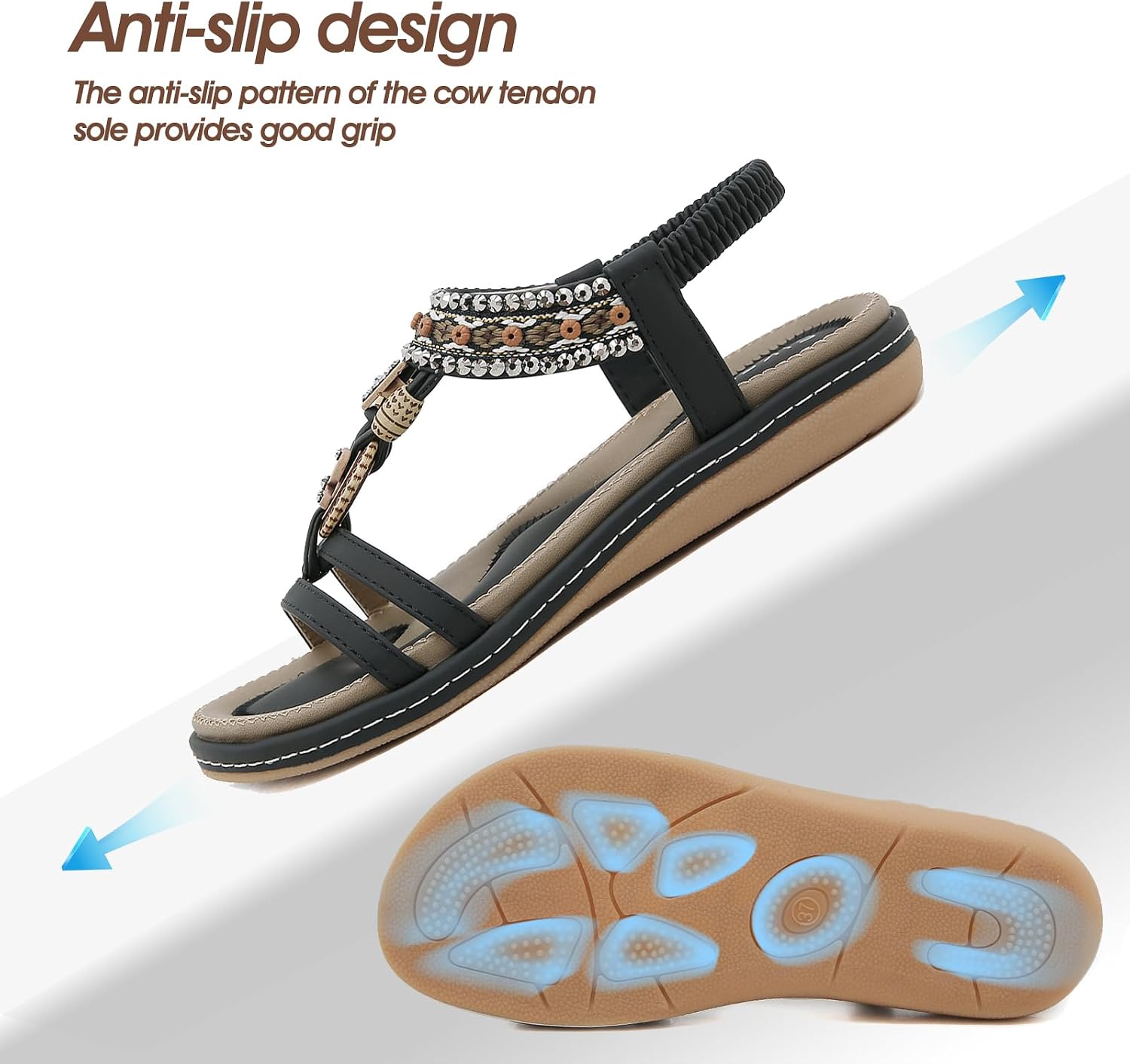 GemChve Flache Damen-Sommersandalen – Modell 923