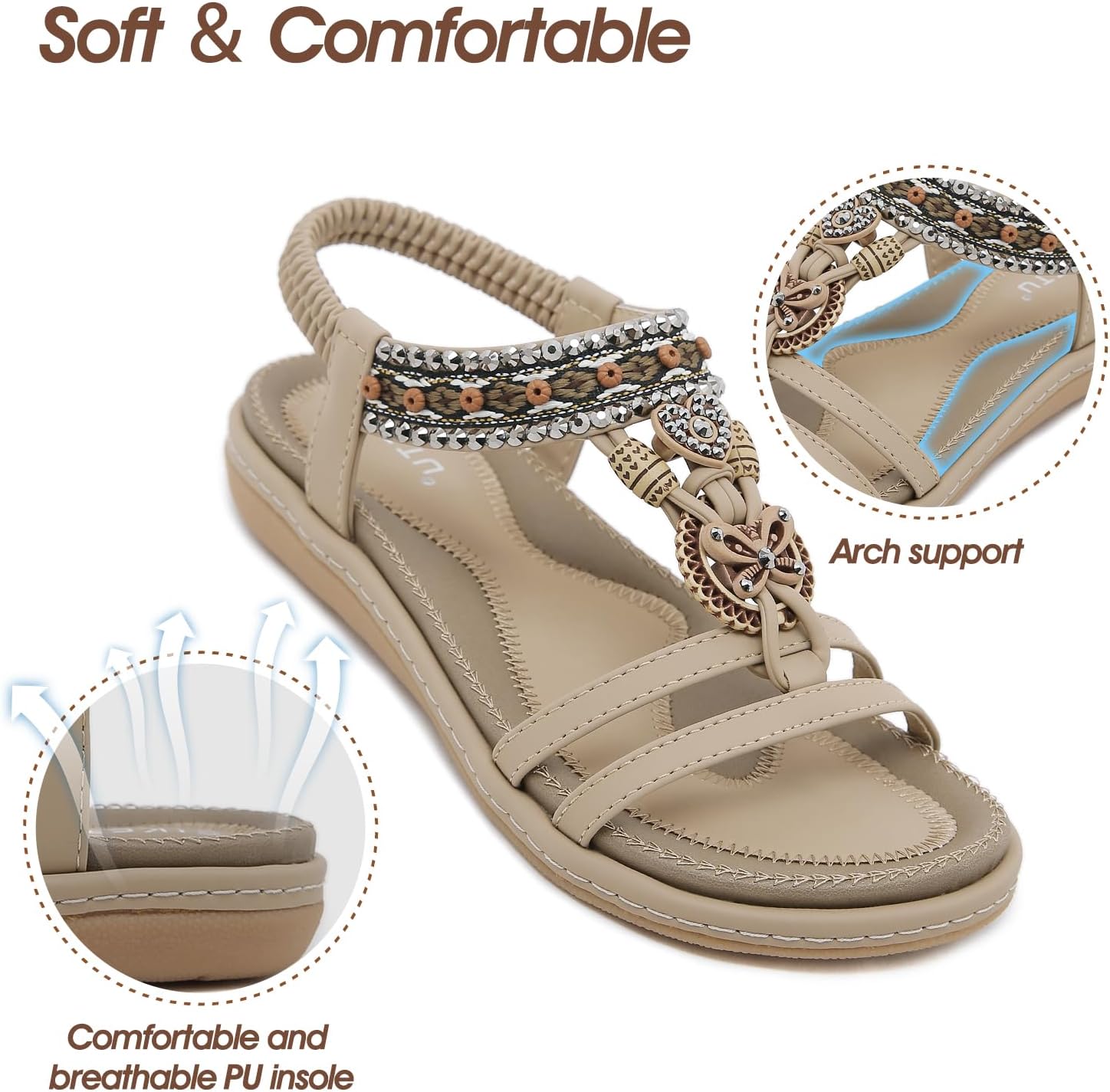 GemChve Flache Damen-Sommersandalen – Modell 923