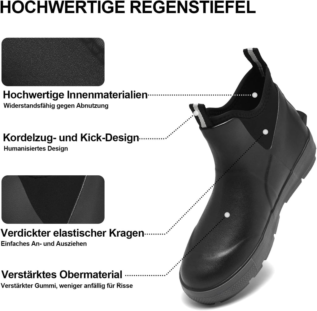 GemChve Wasserdichte Chelsea-Gummistiefel halbhoch – Modell 25155