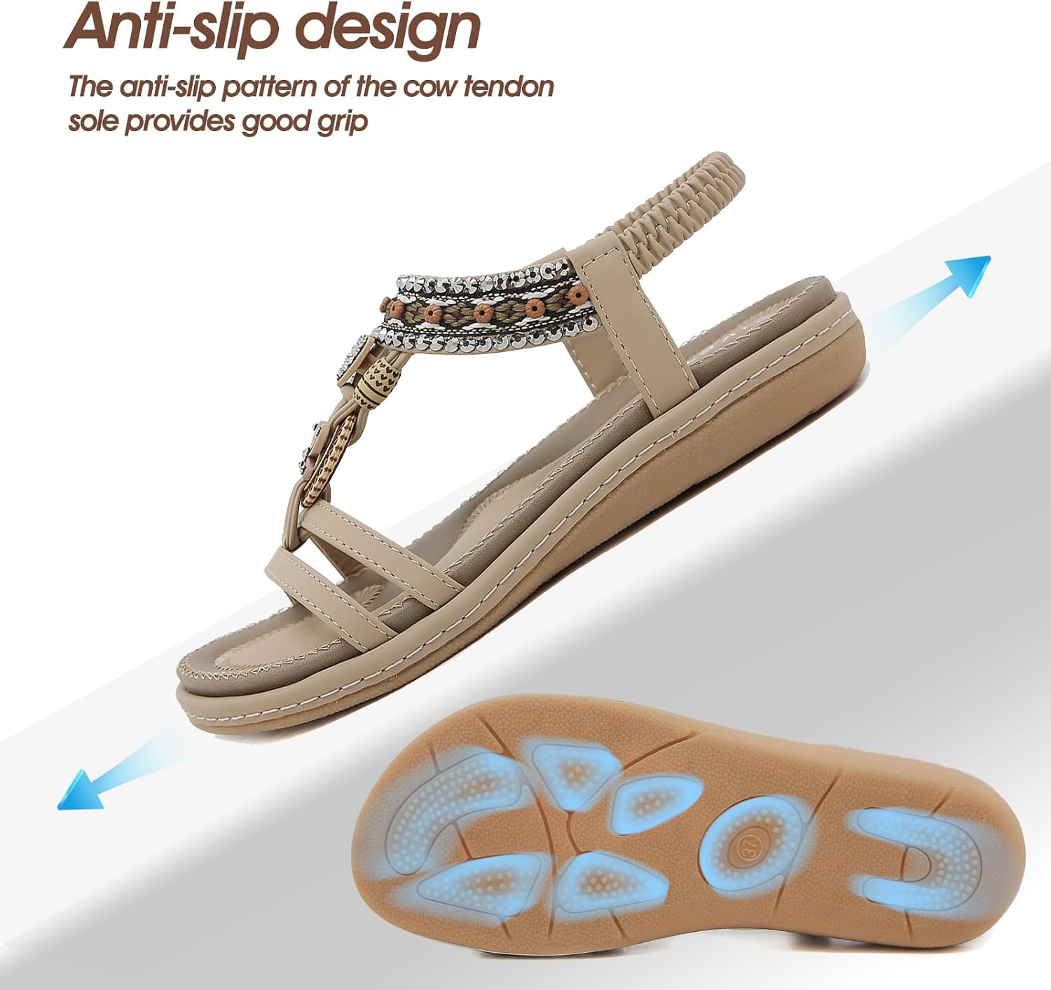 GemChve Flache Damen-Sommersandalen – Modell 923