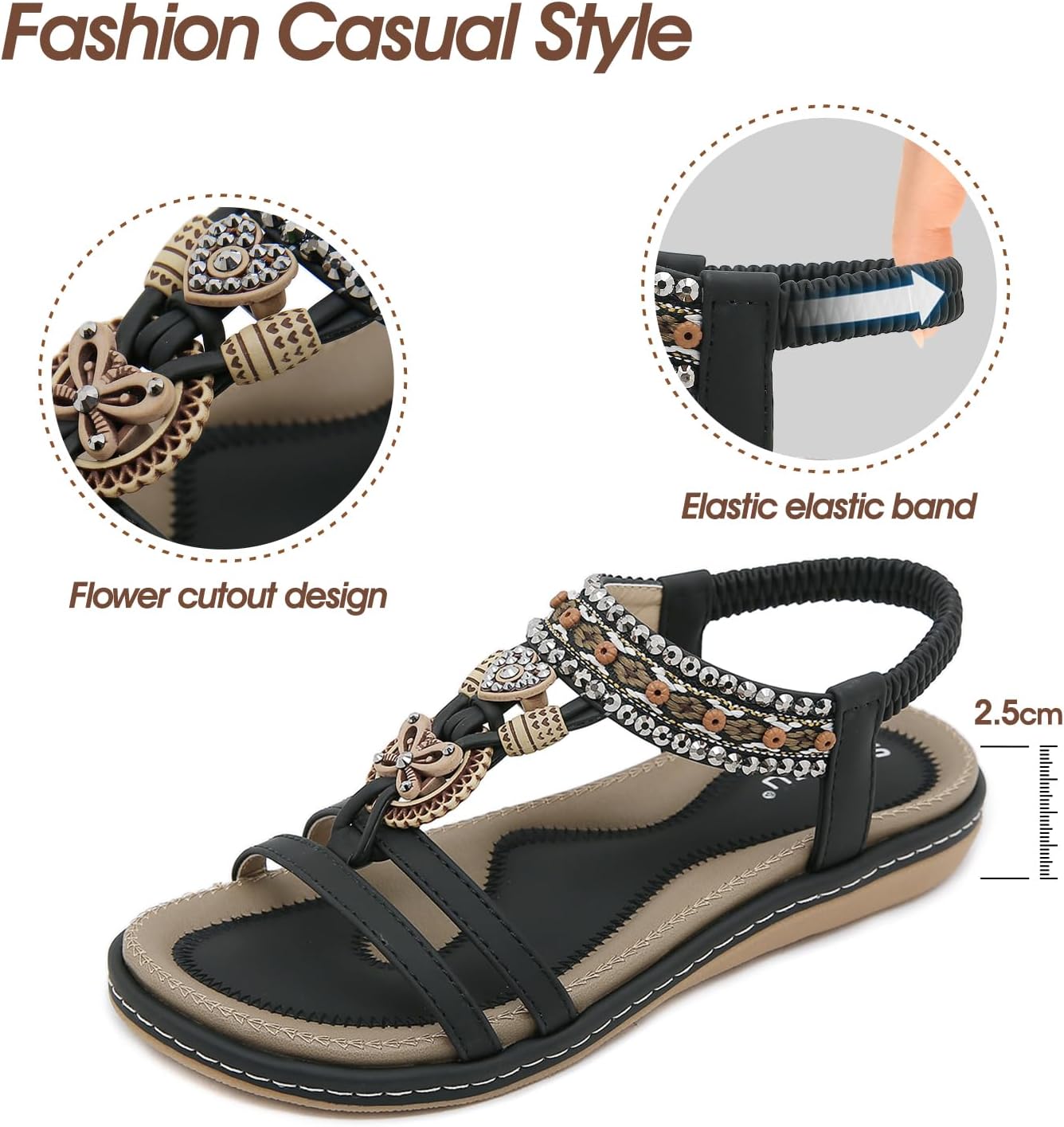 GemChve Flache Damen-Sommersandalen – Modell 923