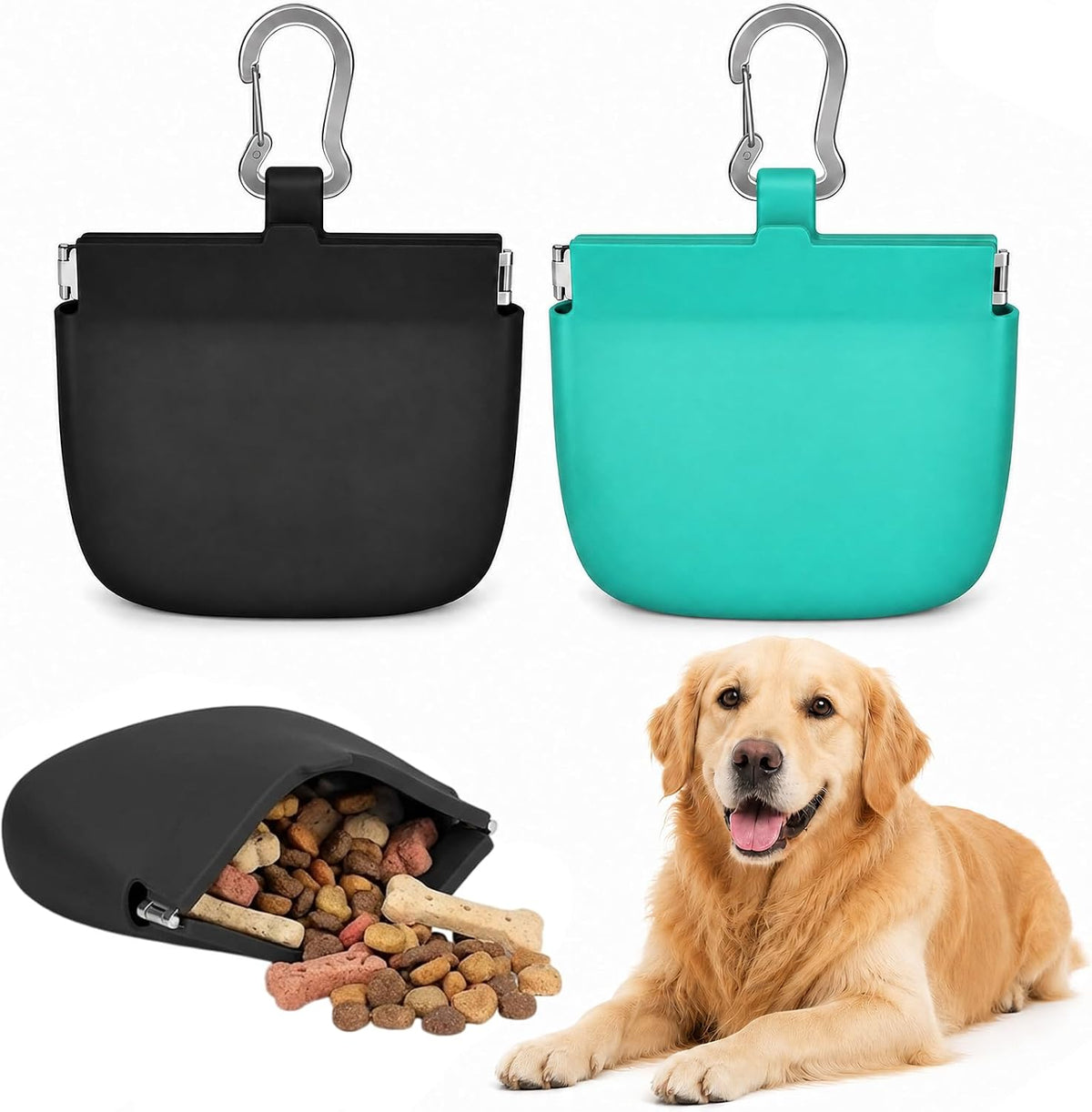 AiryMotion Silicone Dog-Treat Pouches with Clips, Set of 2