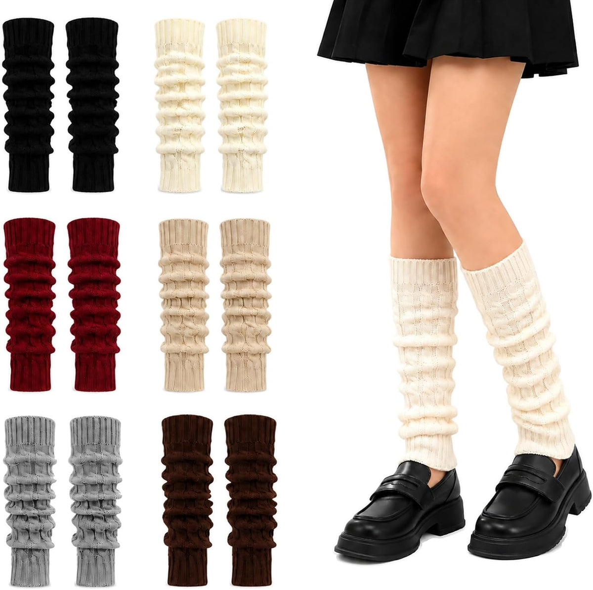 AiryMotion Knitted Leg Warmers, 6-Pair Set