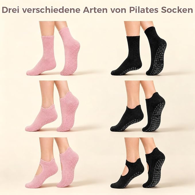 AiryMotion Pilates Socks with Sole Dots, 12-Pair Set