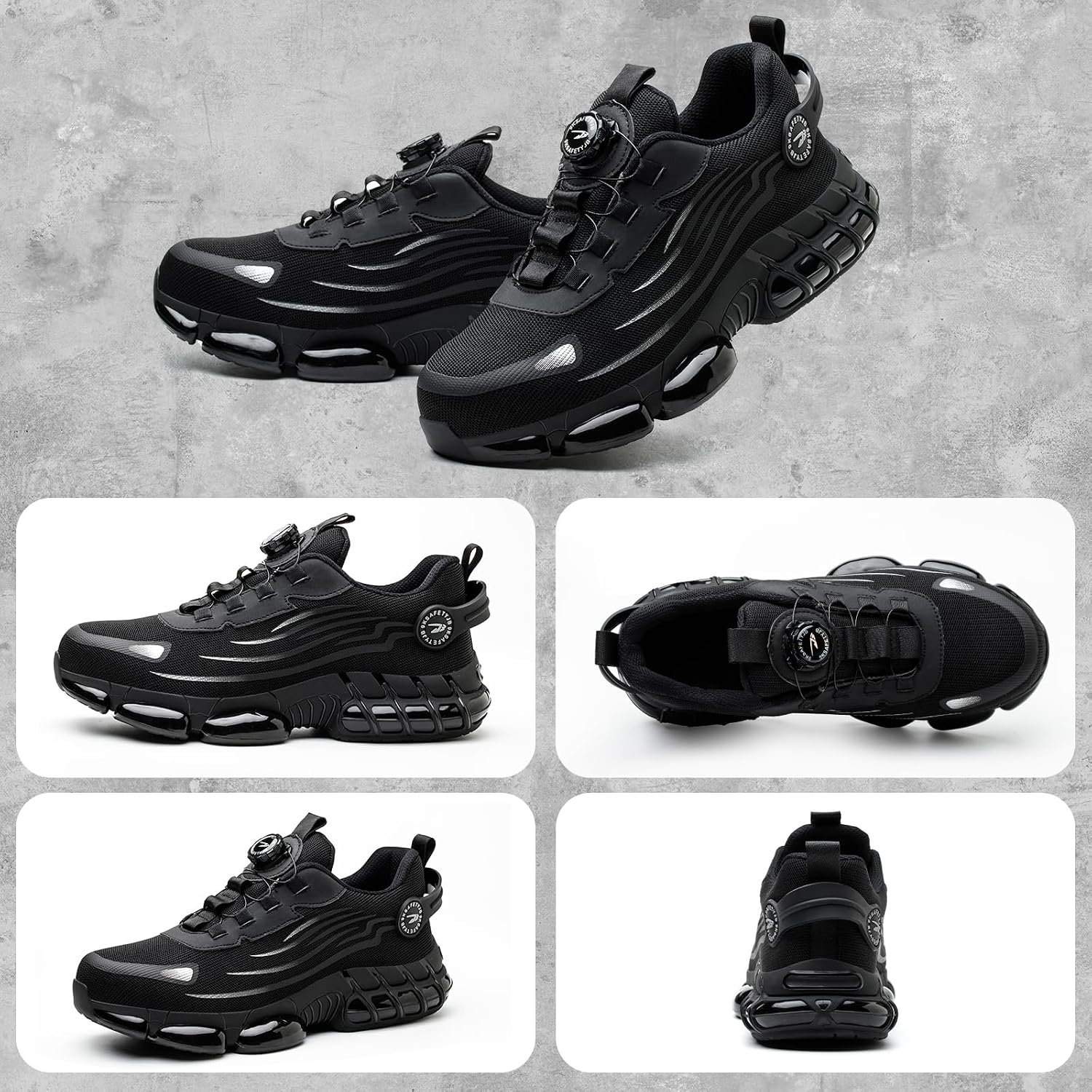 GemChve Steel Toe Safety Shoes with Quick-Dial Closure