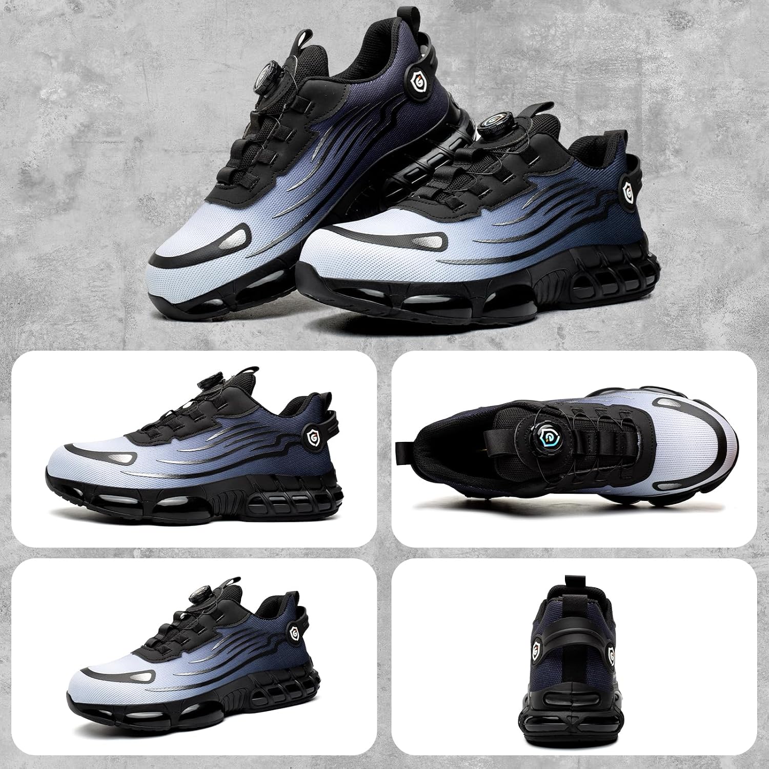 GemChve Steel Toe Safety Shoes with Quick-Dial Closure