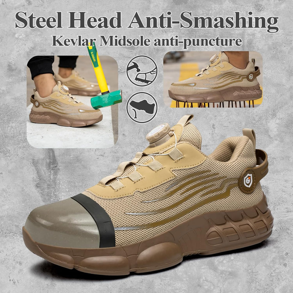 GemChve Steel Toe Safety Shoes with Quick-Dial Closure
