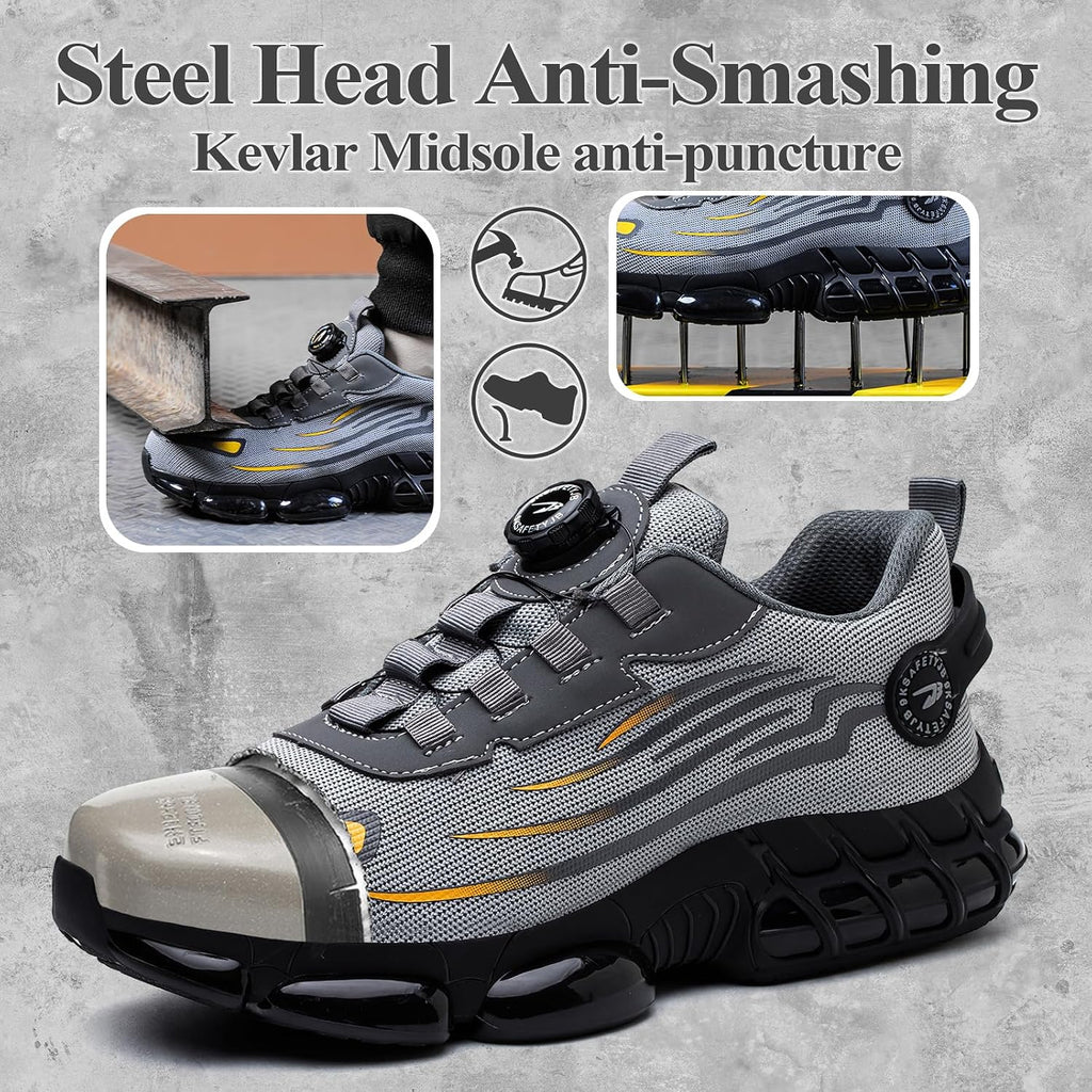 GemChve Steel Toe Safety Shoes with Quick-Dial Closure