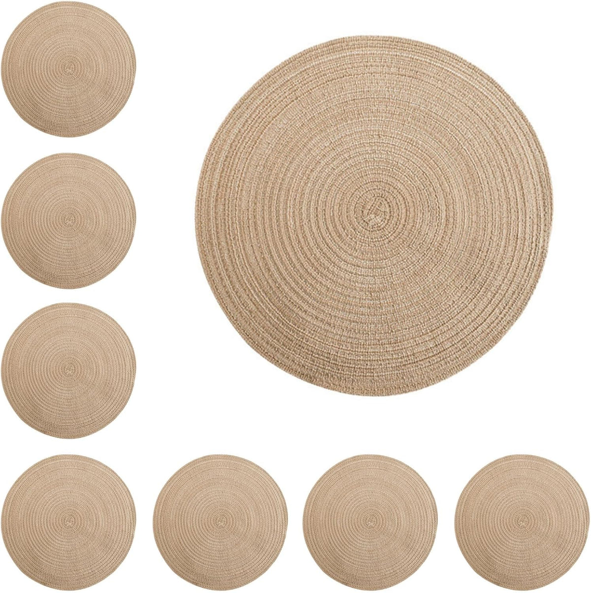 AiryMotion Round Woven-Style Placemats, Set of 8