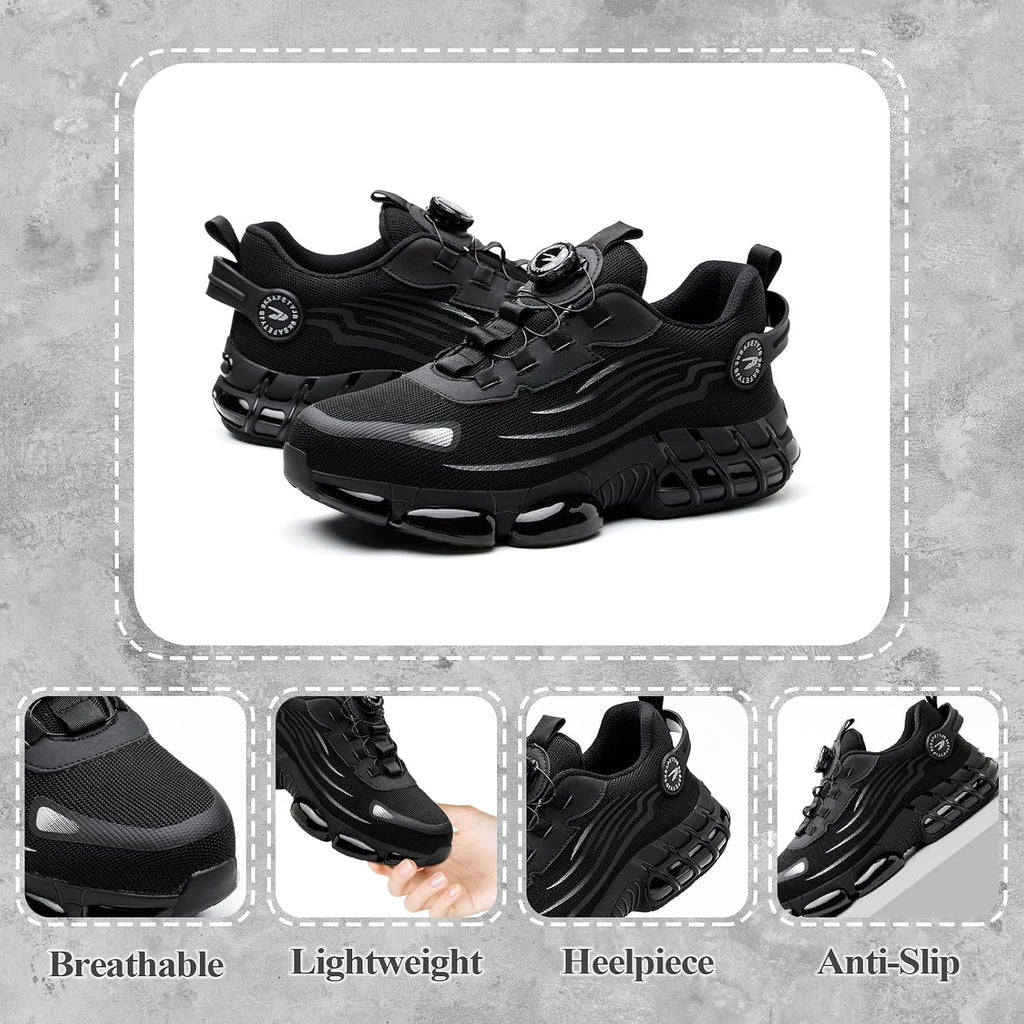 GemChve Steel Toe Safety Shoes with Quick-Dial Closure