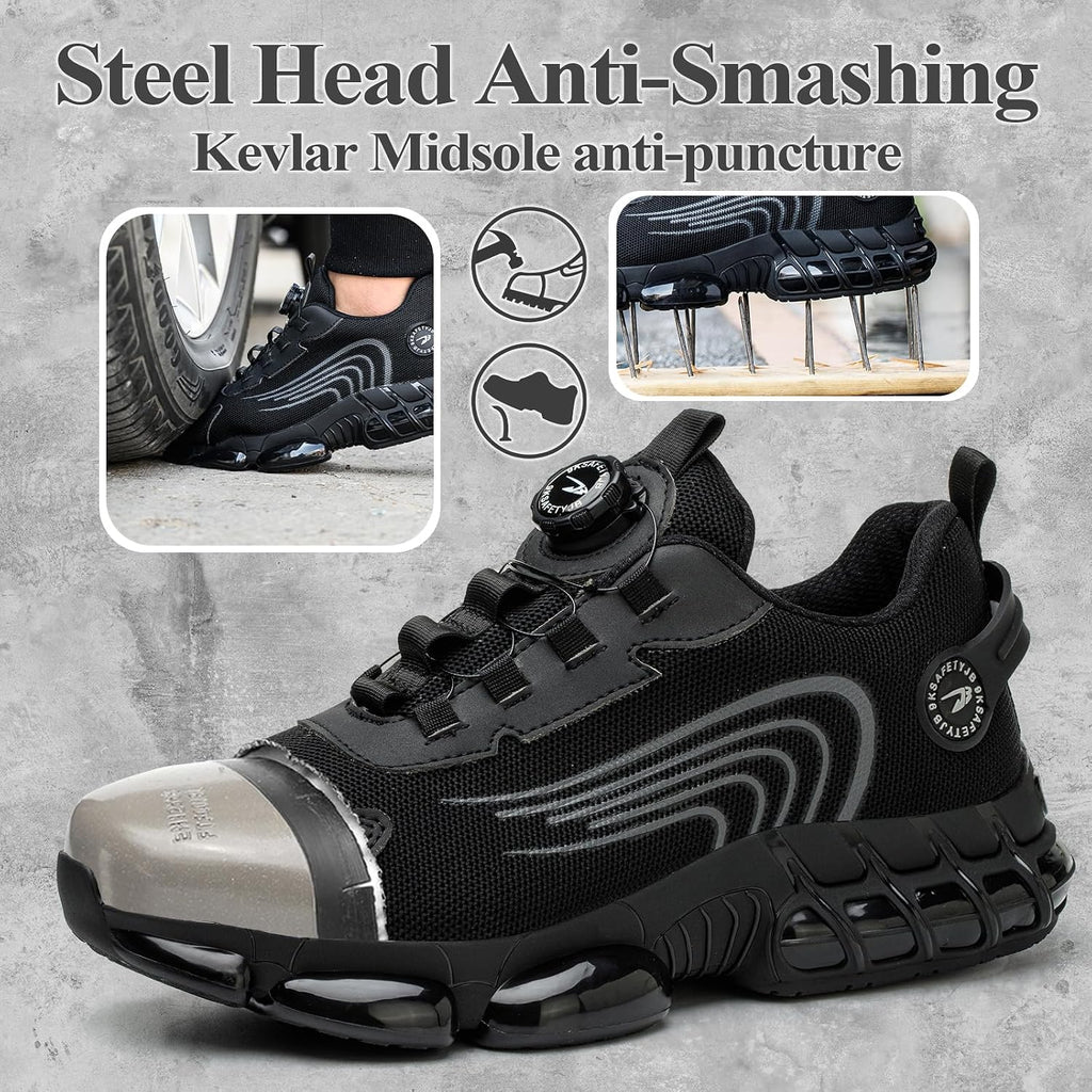 GemChve Steel Toe Safety Shoes with Quick-Dial Closure