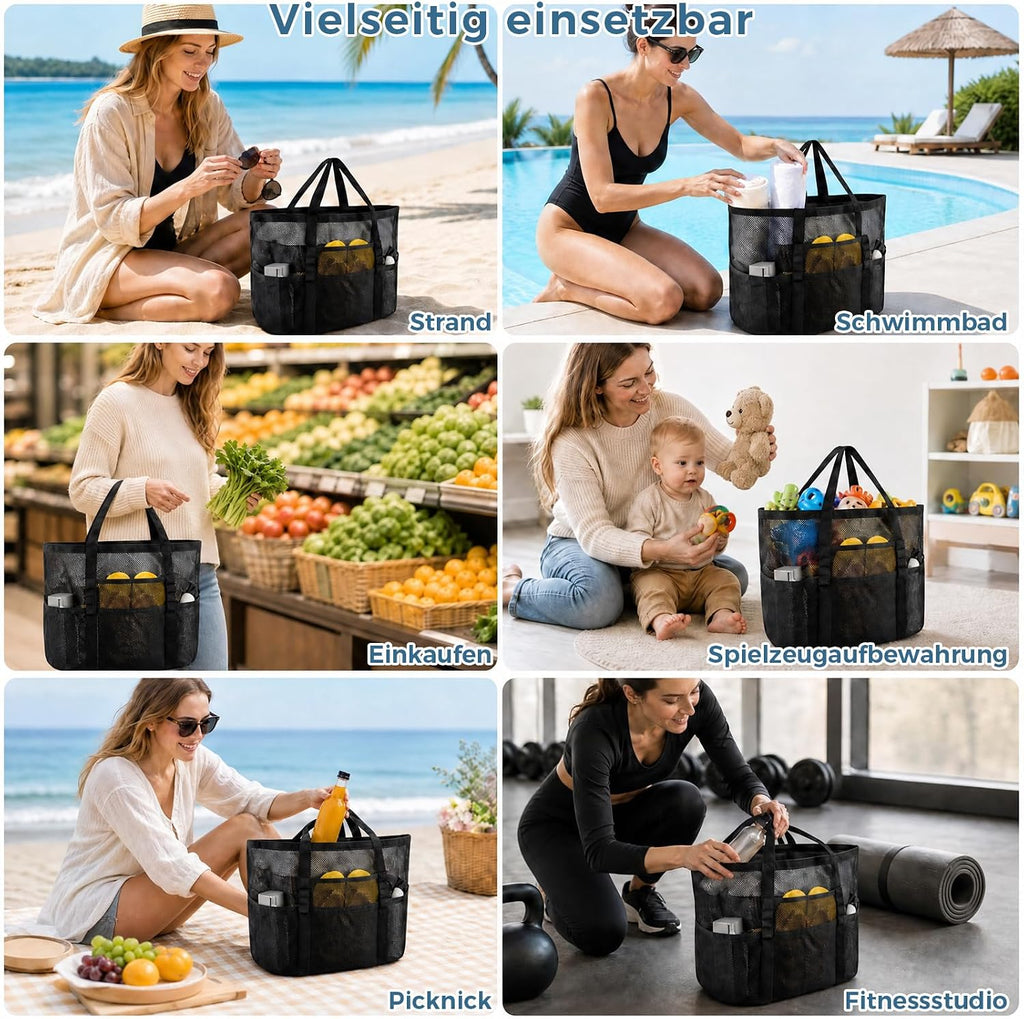 AiryMotion Mesh Beach Tote Bags, Set of 2