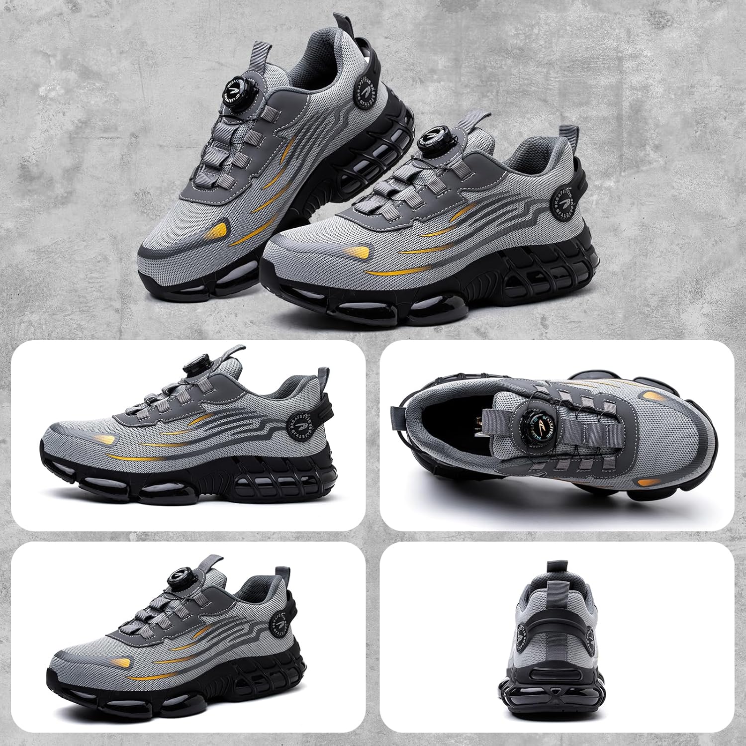 GemChve Steel Toe Safety Shoes with Quick-Dial Closure