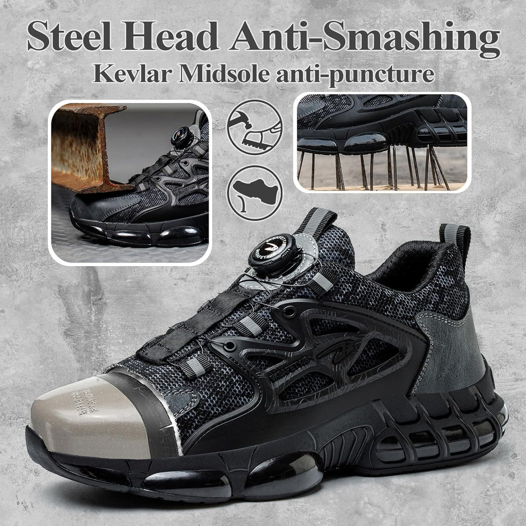 GemChve Steel Toe Safety Shoes with Quick-Dial Closure