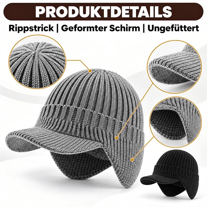 AiryMotion Winter Hats with Ear Flaps, Set of 2
