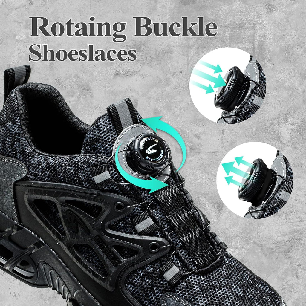 GemChve Steel Toe Safety Shoes with Quick-Dial Closure