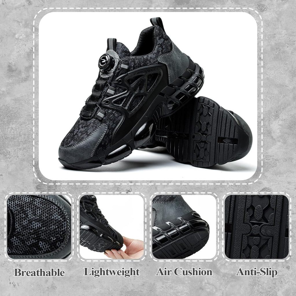 GemChve Steel Toe Safety Shoes with Quick-Dial Closure