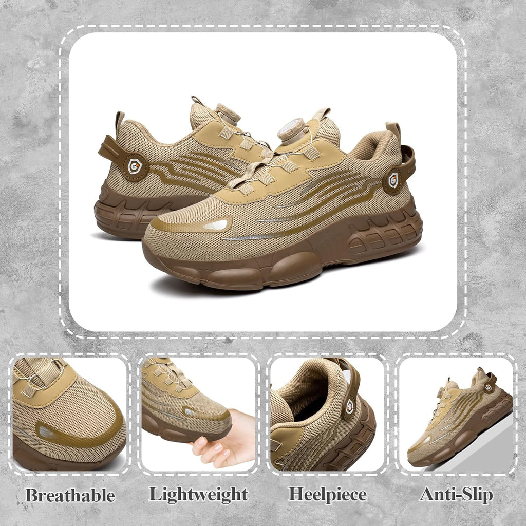 GemChve Steel Toe Safety Shoes with Quick-Dial Closure