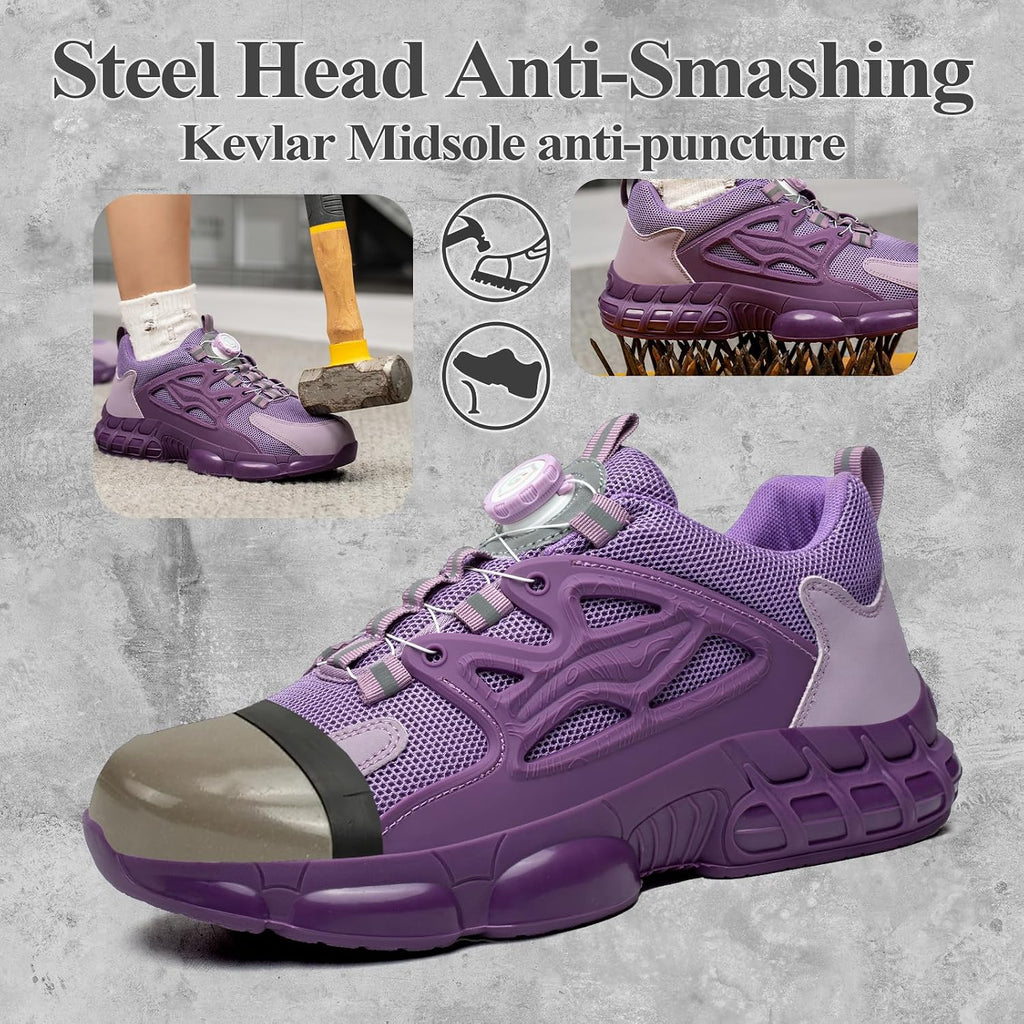 GemChve Steel Toe Safety Shoes with Quick-Dial Closure