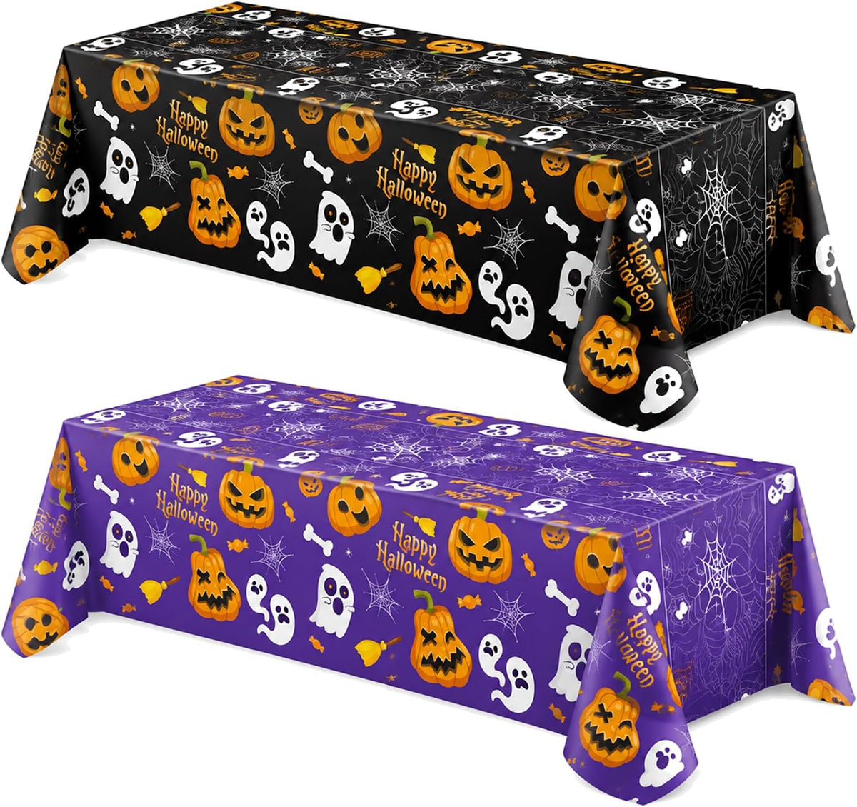 AiryMotion Halloween Tablecloths, Black and Purple Set of 2