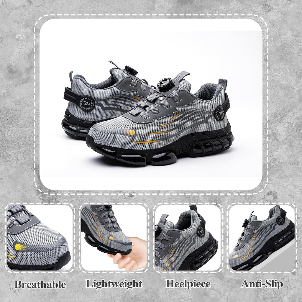 GemChve Steel Toe Safety Shoes with Quick-Dial Closure