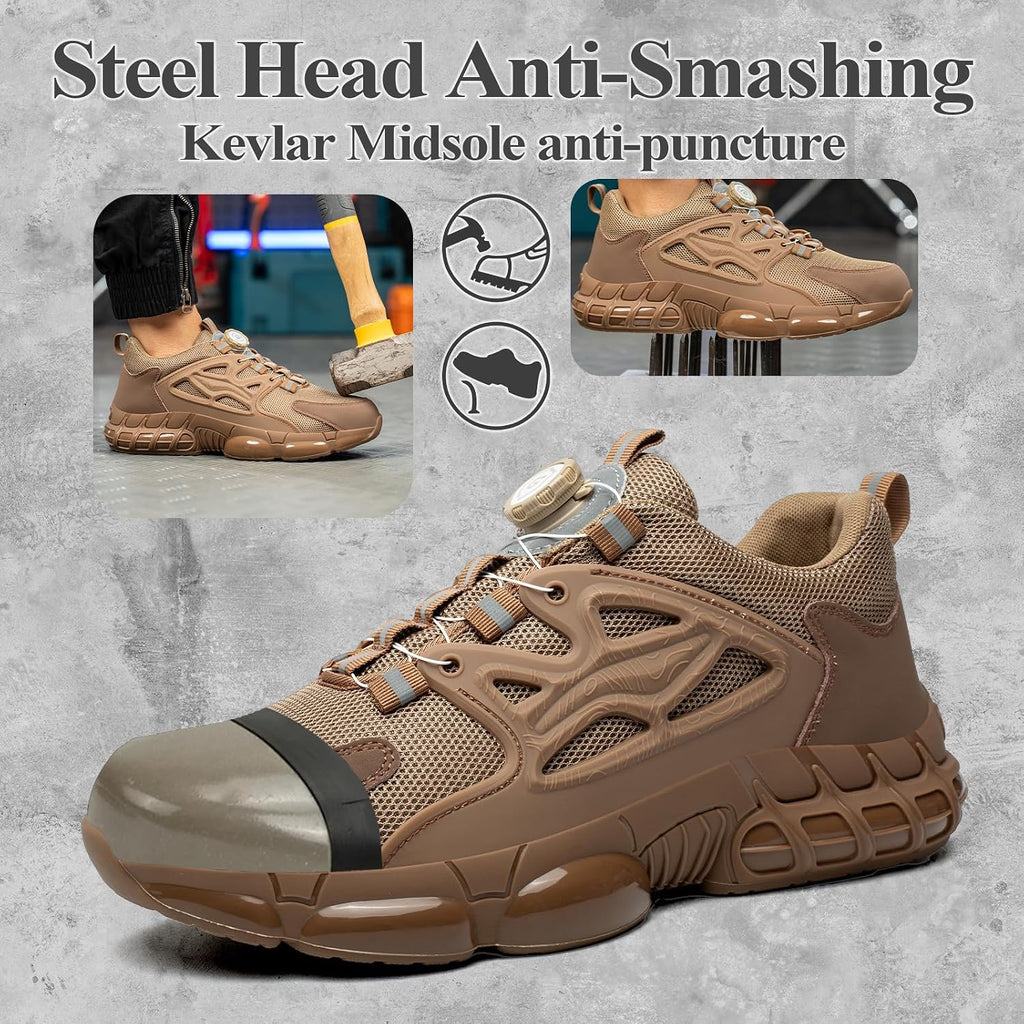 GemChve Steel Toe Safety Shoes with Quick-Dial Closure